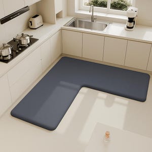 L字型キッチンマット - 厚手の滑り止めフランネルラグ、吸水性と吸油性、汚れに強い快適なフロアカーペット
