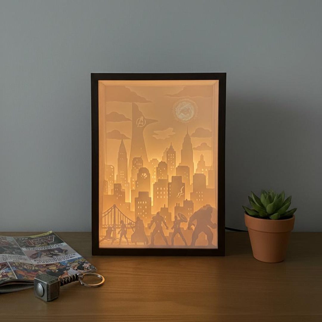 Led Shadow Box Space Avengers Room Decor | LED Shadow Box | Superhero Decor | Iron Man, Thor ...