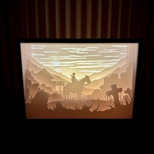 Red Dead Redemption Shadow Box Lamp – 3D LED Light | Gamer Room Decor ...