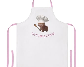 Avental Let Her Cook | Avental de Chef com Frase Engraçada | Presente Perfeito para Amantes da Cozinha | Moda para Cozinha | Presentes para Cozinha | Acessório para Churrasco
