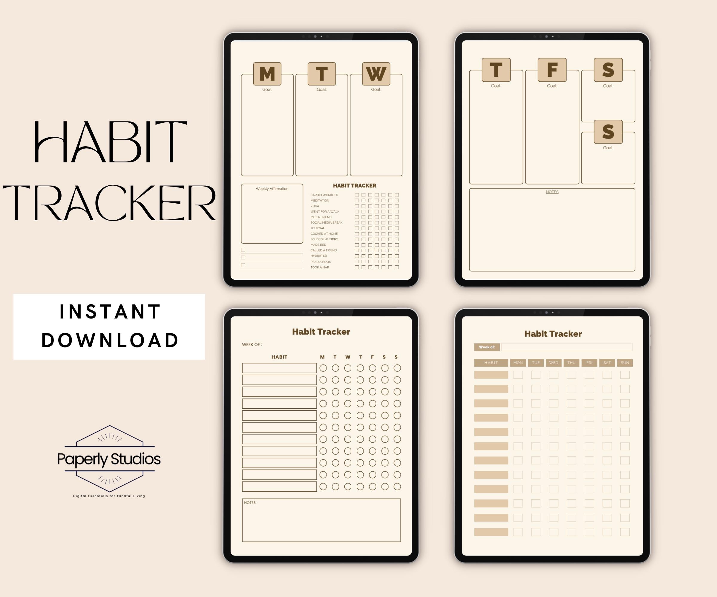 Minimalist Habit Tracker Bundle: Printable Wellness Log (A4 PDF) - Etsy