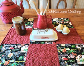 Quilted table mat/wall hanging, Farmer's Market