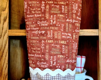 Quilted Grocery Bag Holder, Farmhouse Chic