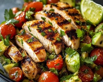 gegrillt, Huhn, Salat, Rezept, Avocado, Huhn, Salat, gesund, Salat, Printable, Salat, Rezept, Reinigen, Essen, Huhn, Salat, Mahlzeit, Prep