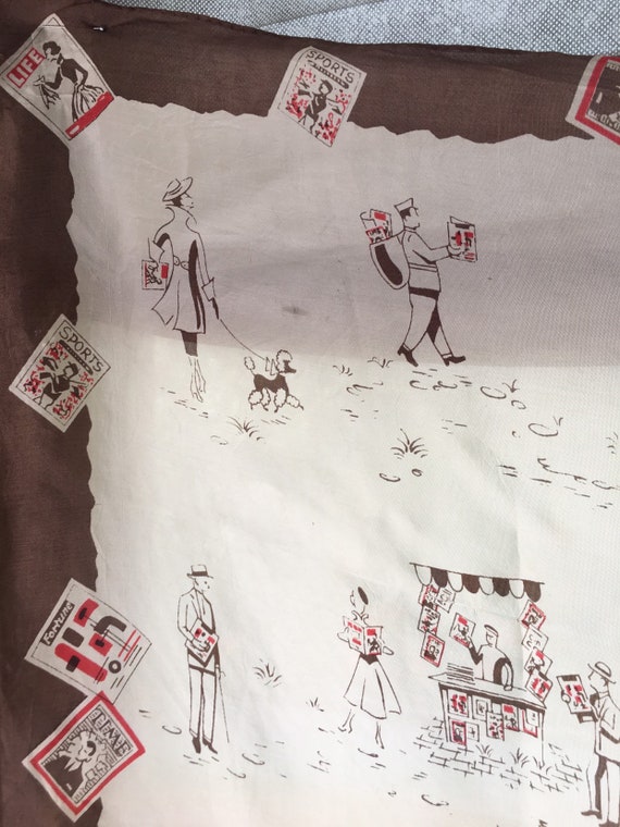 Vintage 50s Kitschy Rivoli Scarf 'Read All About I