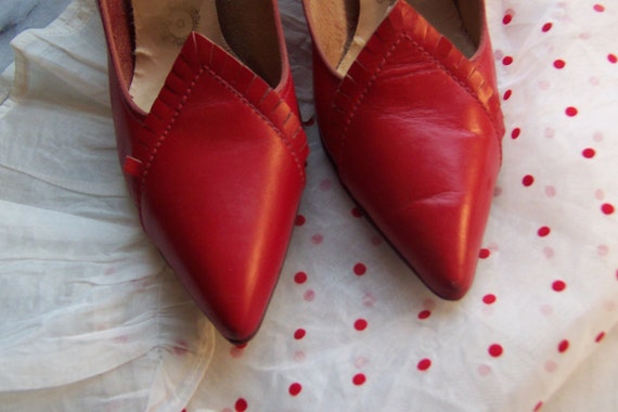 red vintage pumps