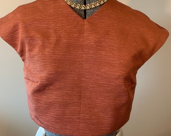 Vintage 50s Copper Zip Back Crop Top