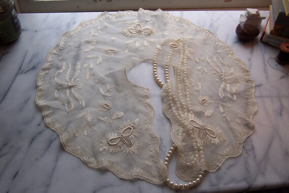 Bridal Antique Brussels Bobbin Lace Collar aka Ga… - image 3