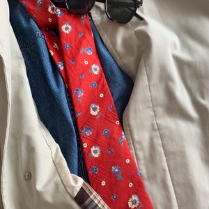 Liberty of London 1990s Men’s Necktie - Red Background Floral