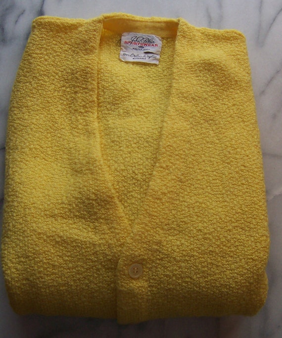 Golf Sweater circa 70's Lemony Yellow John Blair … - image 3