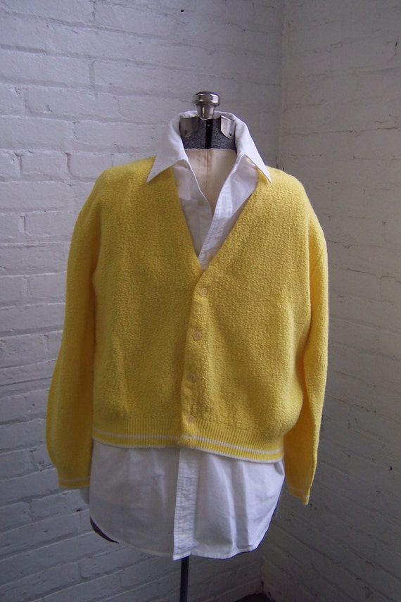 Golf Sweater circa 70's Lemony Yellow John Blair … - image 2