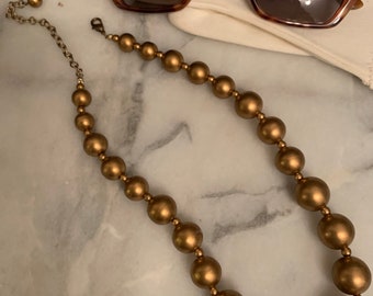 Vintage 80s Goldtone Graduated Bead Necklace/Choker