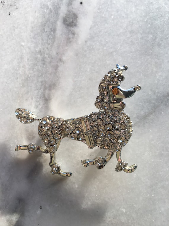 Vintage 50s Rhinestone Continental Trimmed Poodle