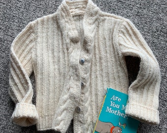 Vintage Child’s Hand Knit Aran Button Front Cardigan  4T