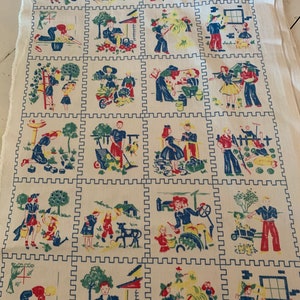 Vintage Curtain Panels 1940s Kitschy Farm Chores
