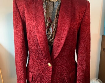 Vintage 80s Ellen Tracy Burgundy Tux Jacket/Dress Size 6