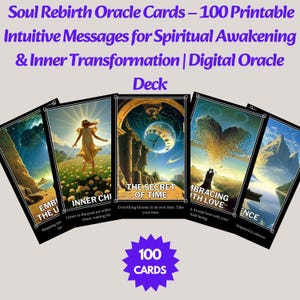 Soul Rebirth Orakel - 100 druckbare Karten für spirituelles Erwachen & innere Heilung | Intuitives digitales Deck für die tägliche Seelenführung