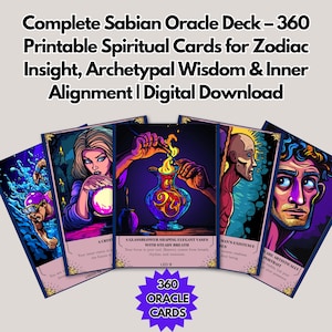 Complete Sabian Oracle Deck – 360 Printable Spiritual Cards for Zodiac Insight, Archetypal Wisdom & Inner Alignment | Digital Download