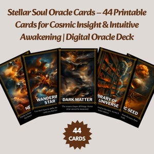 Stellar Soul Orakel - 44 druckbare Karten für kosmische Einsicht & intuitives Erwachen | Digitales spirituelles Deck für die tägliche Seelenführung