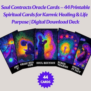 Seelenaufträge Orakel - 44 druckbare Karten mit Anleitungsbuch für karmische Heilung & Lebenszweck | Spirituelles Digitales Orakel Deck