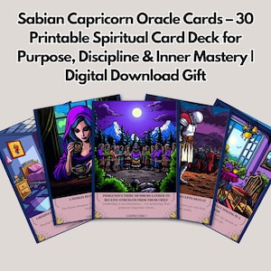 Sabian Steenbok orakelkaarten – 30 afdrukbare spirituele kaartendeck voor doel, discipline en innerlijk meesterschap | Digitaal downloadcadeau