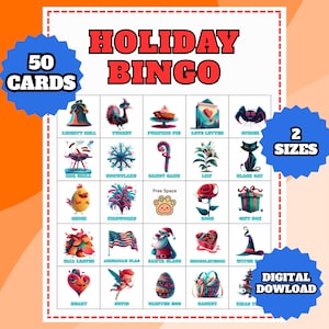 Jogo de Bingo de Férias – Atividade para Crianças para Imprimir – Cartões de Bingo de Natal – Jogo de Festa Divertido – Download Instantâneo para Crianças