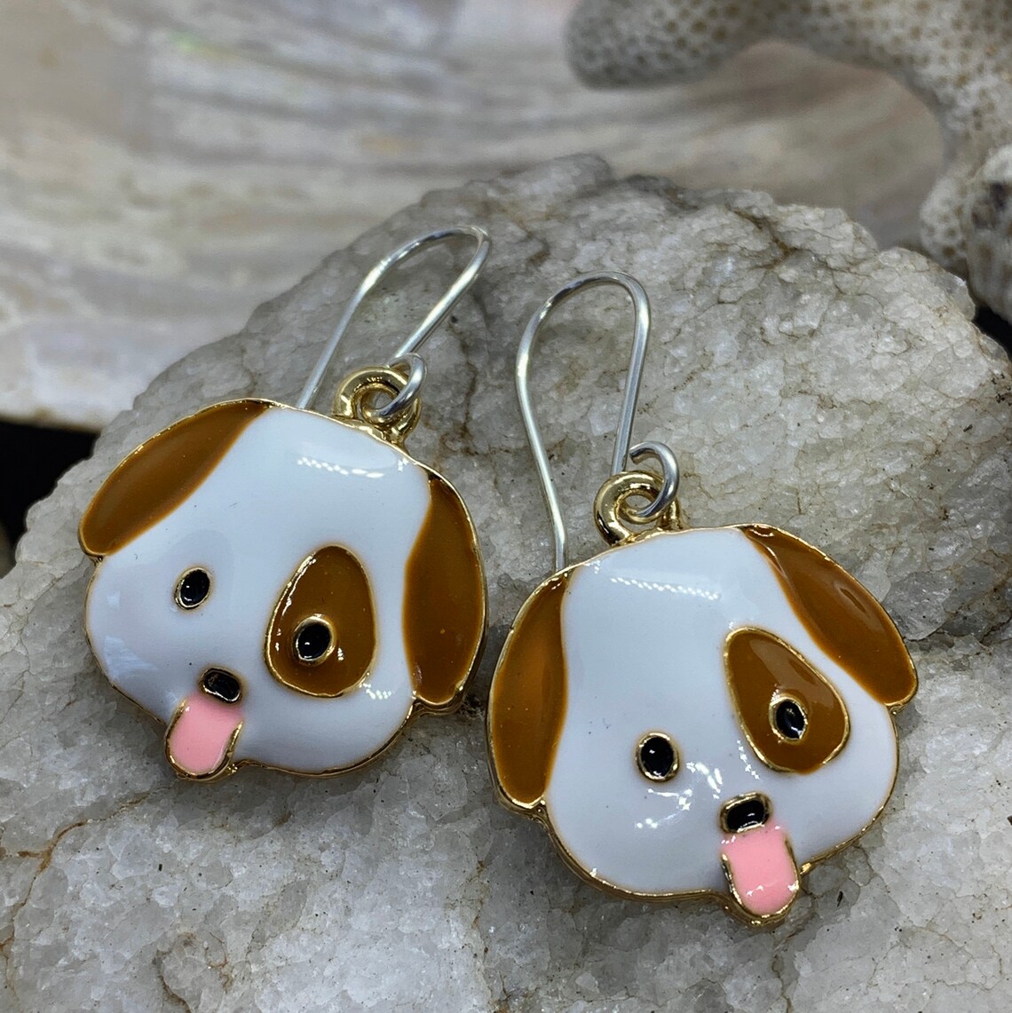 CUTE Puppy Dog Earrings Enamel Dog Earrings Handmade Etsy