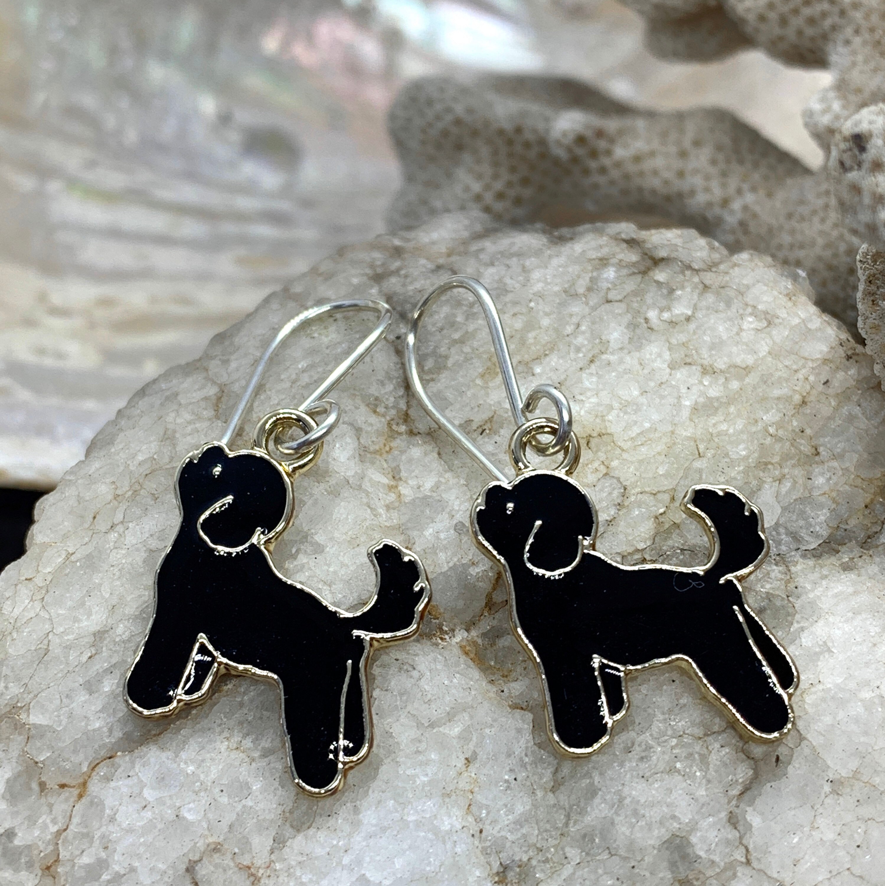 Black Dog Earrings Enamel Dog Earrings Handmade Sterling Etsy UK
