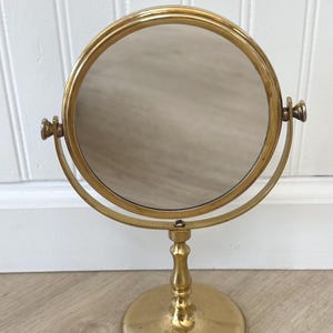 Beautiful Vintage Solid Brass Oval Vanity-Table- Makeup Mirror-Double Sided-Magnification-Swivels