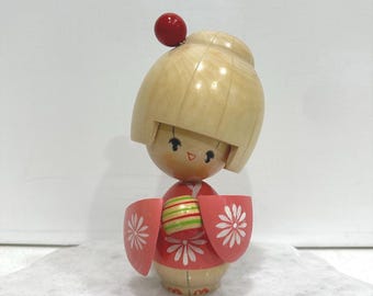 Vintage Signed Kokeshi Wooden Doll-Handcrafted Japanese Cultural Art-Modern Japanese Minimalism-Home Decor