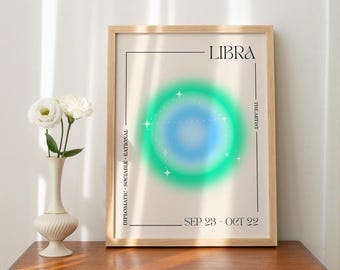 Stampa Aura Bilancia: Segno Zodiacale Gradiente, Arte Murale Zodiacale (Download Immediato)
