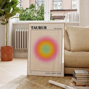 Taurus Aura Poster, Taurus Print, Astrology Print, Gradient Zodiac Print, Spiritual Wall Art, Abstract Trendy Wall Art, INSTANT DOWNLOAD