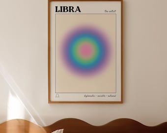 Stampa Aura Bilancia: Segno Zodiacale Gradiente, Arredamento alla Moda per la Casa (Download Immediato)
