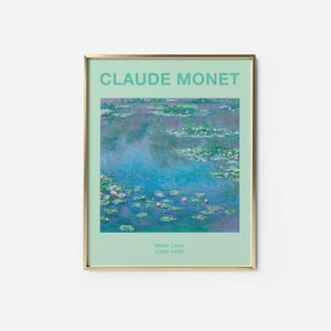 Monet Water Lilies Wall Art, Vintage Wall Art, Claude Monet Printable Poster, Monet Exhibition Print, Modern Home Decor, INSTANT DOWNLOAD