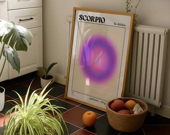 Scorpio Aura Print: Gradient Zodiac Astrology Art, Trendy Home Decor (Instant Download)