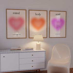 Set Of 3 Aura Posters, Mind Body Soul Aura Posters, Gradient Print, Aura Print, Aura Gradient Poster, Spiritual Art Print, INSTANT DOWNLOAD