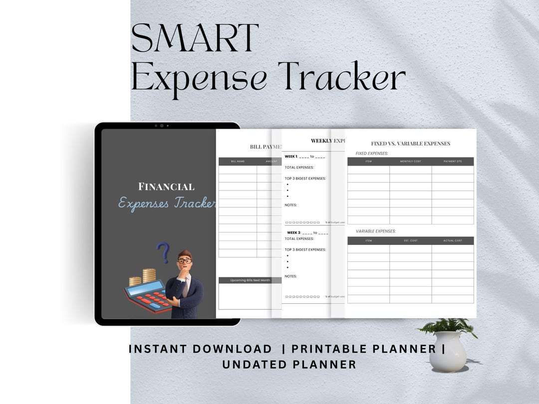 Business Expense Tracker, Income and Monthly Budget Planner (digital ...