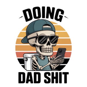Doing Dad Shit png, grappig skelet toilet sublimatieontwerp, trendy vaderdag T-shirt mok retro png-ontwerp voor mannen, digitale download