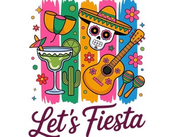 Let's Fiesta Mama PNG, Cinco de Mayo Sugar Skull Margarita Design (Descarga digital)