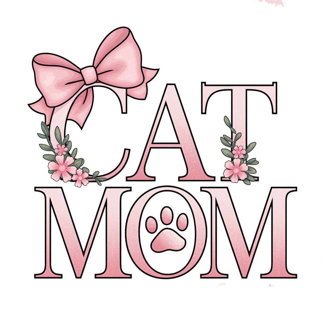 Retro Floral Cat Mom Png, Coquette Bow Cat Mom Png, Mama Mom File ...