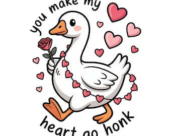 Funny Valentine Goose PNG, Pink Coquette Valentine Shirt Design, You Make My Heart Go Honk Sublimation, XoXo Be Mine Digital Download