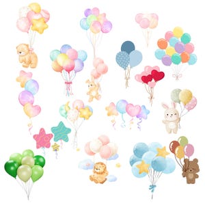 Watercolor Balloons Clipart Png, Birthday Clipart, Balloon Png, Balloons Clipart, Birthday Balloon Png, Party Clipart, Baby Shower Clipart