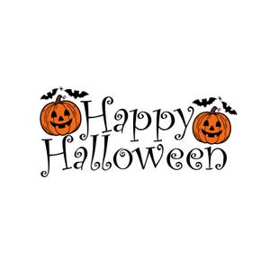 Happy Halloween SVG, happy halloween clipart with flying bats, happy halloween png,  cricut halloween svg, silhouette svg cut file