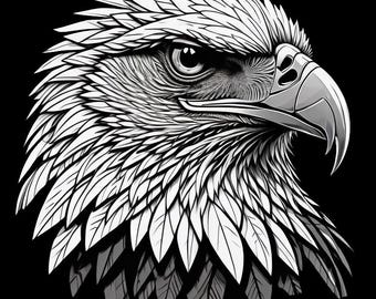 Eagle Head Svg, Eagle Cutfile, Bald Eagle Laser, Eagle Outline Svg, Eagle Vector, Eagle Head Logo, Eagle Tattoo Png, Eagle Shirt Svg, Cricut