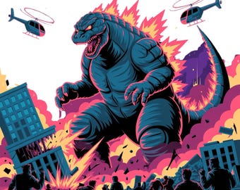 Descarga digital de alta calidad de Godzilla Attack: Arte del Rey de los Monstruos para fans de Blockbuster