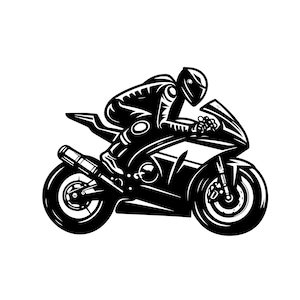 Racing Motorcycle Bundle - Rider Biker Vector, Motorbike Helmet Decal Sticker, Silhouette Motorcycle Clipart - Circuit Files Svg,Png,Jpg