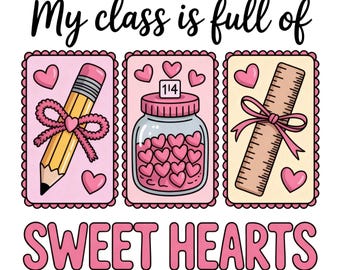 Corazones dulces para profesor, diseño de aula de San Valentín, sublimación de profesor, amor escolar, tarro de corazón, lápiz de profesor