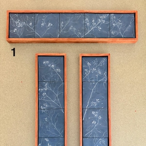 Decorative Seeded Eucalyptus Handmade Tiles with Handmade Solid Cherry Floater Frame - Price is for one framed tile series.