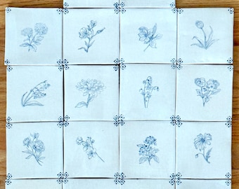 Handmade custom delft inspired ceramic tiles: custom orders available