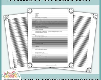 Parent Interview Template for PreK–High School | Digital Download Biopsychosocial